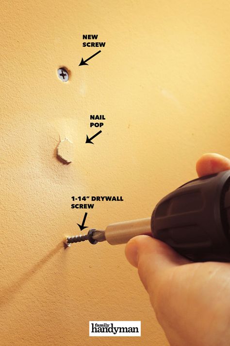 Diy Wall Repair Drywall, Fix Wall Damage, Fixing Nail Pops Drywall, Home Fix Diy, How To Fix Drywall Tape Peeling, Nail Pops Drywall, Drywall Hacks, Drywall Installation, Dry Wall