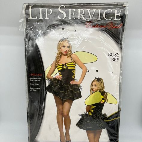 New In Packaging Lip Service Busy Bee Sexy Halloween Costume In A Size Extra Large. Costume Includes: Dress Sheer Wings Headboppers With Bow From A Smoke Free Home. Ga Aphrodite Costume, Lip Service Dress, Referee Costume, Snow White Costume, Star Costume, Bee Costume, Flapper Costume, White Costumes, Black Cotton Dresses