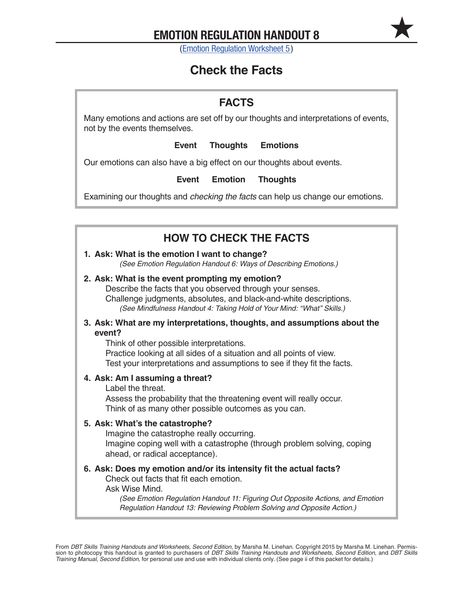 Dbt Skills Emotional Regulation Worksheets, Checking The Facts Dbt, Check The Facts Dbt Worksheet, Dbt Emotional Regulation Worksheet, Dbt Emotion Regulation Activities, Emotion Regulation Worksheet, Check The Facts Dbt, Dbt Skills Emotional Regulation, Emotion Regulation Dbt