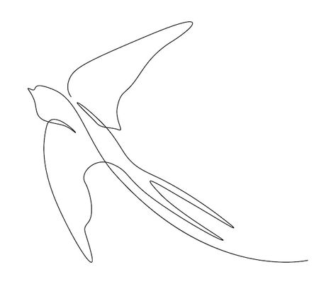 Single Line Animal Drawing, One Line Swallow Tattoo, Single Line Bird Drawing, Continuous Line Art Drawings, Continuous Line Drawings, Line Bird Drawing, Swallow Outline, Bird One Line, Simple Line Illustration