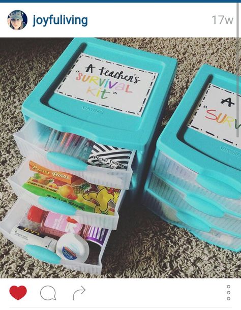 Teacher Basket, Teacher Aide Gifts, First Aid Kit Travel, Survival Kit For Teachers, Teacher Survival, Student Teacher Gifts, Teacher Birthday Gifts, Teacher Birthday, Teachers Diy