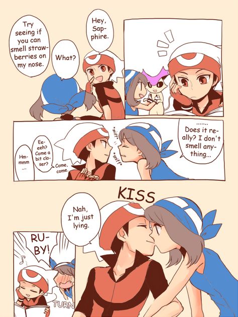 Nah, I'm Just Lying by Sin-D-Hellian on DeviantArt Pokémon Ruby And Sapphire, Pokemon Rosa, Sapphire Pokemon, Solgaleo Pokemon, Gijinka Pokemon, Pokémon Ruby, Pokemon Couples, Pokemon Adventures Manga, Pokemon Mew