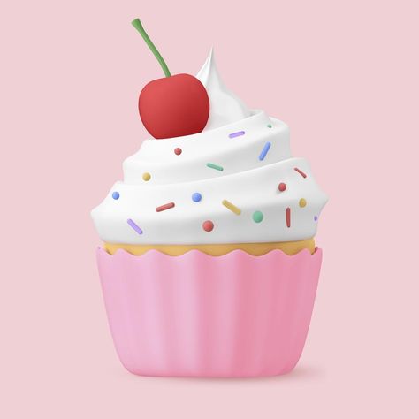 Birthday Cake Sticker, Food 3d, Cartoon Cupcakes, Cake Sticker, Birthday Graphic, Cupcake Drawing, Dessert Illustration, Cupcake Candle, Cupcake Images