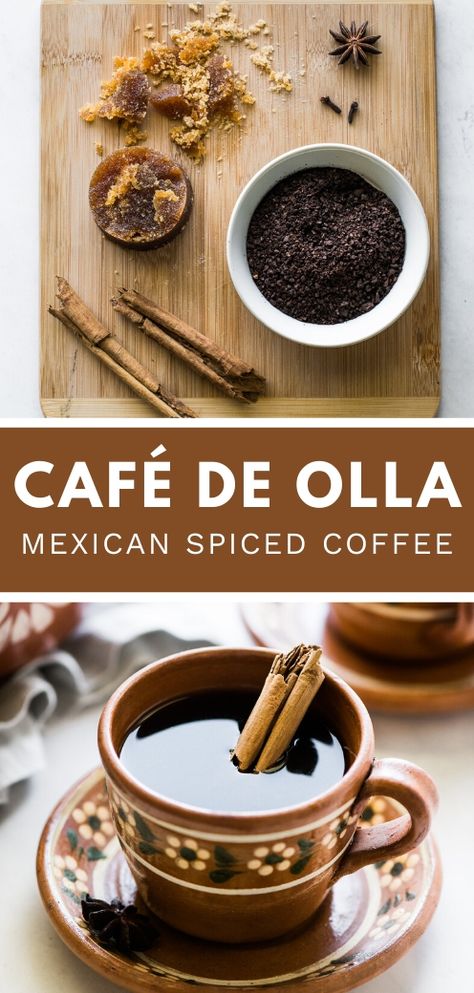 Cafe Olla Recipe, Mexican Coffee Recipe How To Make, Mexican Cinnamon Coffee, Coffee With Spices, How To Make Mexican Coffee, Spiced Coffee Recipe, Mexican Christmas Drinks, Latin Coffee Shop, Mexican Coffee Shop