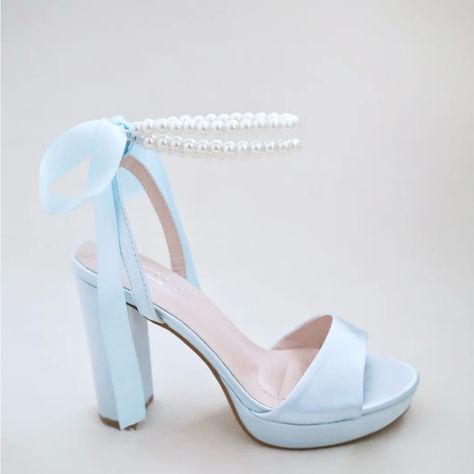 Brand New, Never Worn. Perfect Condition. Perfect Something Blue For A Wedding. Prom Shoes For Blue Dress, Light Blue Shoes Heels, Cinderella Quinceanera Shoes, Blue Quince Heels, Blue Wedding Heels For Bride, Powder Blue Heels, Light Blue Platform Heels, Blue Quinceanera Shoes, Sweet 16 Heels