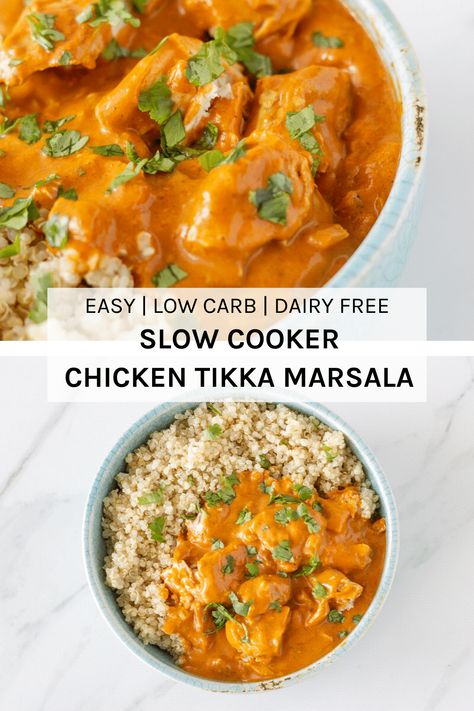 Slow Cooker Chicken Tikka Marsala - an easy to make, classic Indian dish that is packed full of amazing flavour, with ingredients that you can buy at your local supermarket. Butter Marsala Chicken, Tiki Marsala Chicken Crock Pot, Tiki Marsala Chicken, Chicken Tiki Marsala, Tiki Marsala, Indian Slow Cooker Recipes, Beef Ribs Slow Cooker, Garlic Chicken Slow Cooker, Local Supermarket