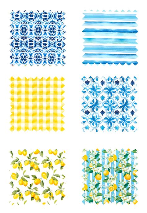 Buy Little Italy SEAMLESS Digital Paper Pack ITALIAN Tiles Pattern Design Mediterranean Lemon Print Wallpaper Art for Scrapbooking Online in India - Etsy Italian Patterns, Italy Scrapbook, Mediterranean Pattern, Italian Tiles Pattern, Italy Pattern, Tiles Pattern Design, Tile Painting, Italian Pattern, Background Tile