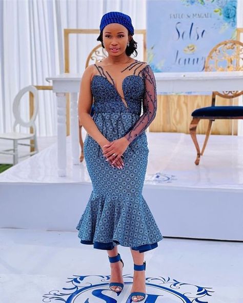 Setswana Traditional Attire, Shweshwe Traditional Dresses, Tswana Traditional Dresses, Traditional Dresses African, South African Clothes, South African Traditional Dresses, African Traditional Wear, Shweshwe Dresses, Traditional Wedding Attire