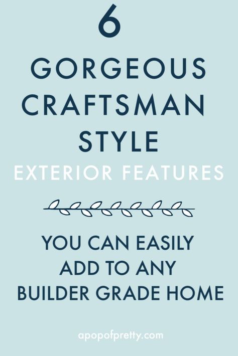 Find out which six (6) craftsman home exterior cosmetic features you can add to any typical, builder-grade suburban home to create gorgeous curb appeal, like shakes, gable trim, and a craftsman door with dentil shelf. Make any exterior renovation or upgrade worth the investment with these beautiful craftsman home exterior ideas. Craftsman House Colors, Exterior Curb Appeal, Craftsman Exterior Door, Craftsman Windows, Craftsman Bungalow Exterior, Craftsman Home Exterior, Craftsman Style Exterior, Home Exterior Ideas, Craftsman Remodel