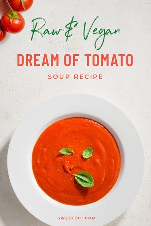 Raw Tomato Soup, Raw Vegan Soup Recipes, Vegan Tomato Soup Recipe, Tomato Red Pepper Soup, Raw Soup, Veggie Lunch, Raw Meals, Blender Soup, Tomato Powder