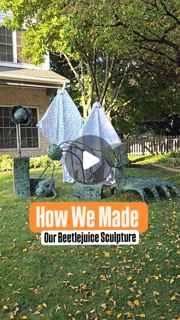 Dave Appel on Instagram: "Heres how we made our favorite Beetlejuice Sculpture!  #halloweenseason #halloweenlife #cosplayer #beetlejuice2 #beetlejuice #diyprojects #diycrafts #witchythings #coffeeaddicts #HorrorProps #strangerthingshouse" Beetlejuice Sculpture, Beetlejuice Crafts, Beetlejuice Decorations Diy, Beetlejuice Party, Cardboard Decor, Halloween Entryway, Clever Halloween, Beetlejuice Halloween, 50k Views