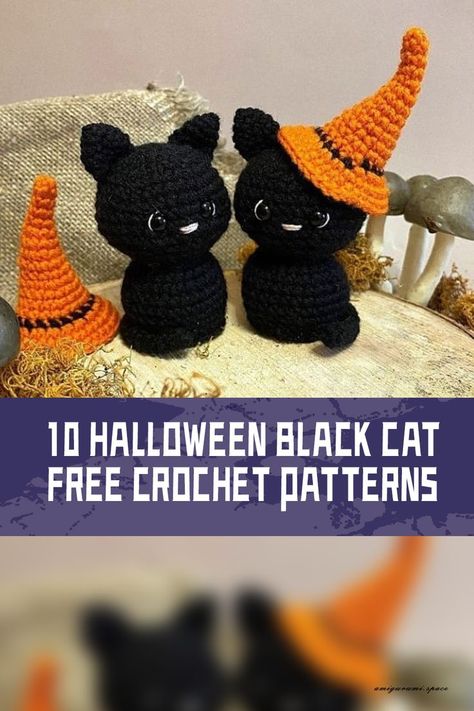 These ten Halloween Black Cat Free Crochet Patterns offer a diverse range of creative possibilities for both beginners and experienced crocheters. #freecrochetpatterns Crochet Halloween Patterns Free, Amigurumi Cats, Pumpkin Patterns Free, Crochet Cat Toys, Fall Crochet Patterns, Animal Knitting Patterns, Crochet Cat Pattern, Halloween Crochet Patterns, Halloween Black Cat