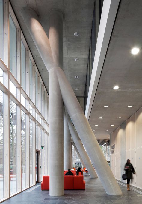 schmidt hammer lassen architects Concrete Columns Architecture, Concrete Column Design Exterior, Column Design Exterior Architecture, Concrete Structure Architecture, Column Design Exterior, Concrete Column Design, Arch Column, Interior Design Colleges, College Architecture