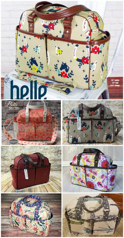 Diaper bag, travel bag or large purse sewing pattern. Belle Baby Bag from Swoon patterns. Diaper Bag Sewing Pattern, Purse Sewing, Purse Sewing Patterns, Bag Sewing Pattern, Sac Diy, Sew Ins, Modern Bag, Large Purse, Sac Week End