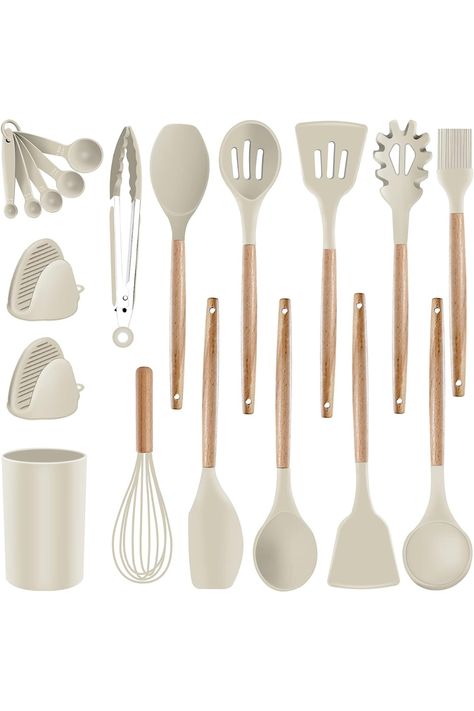 Upgrade your cooking experience with the Silicone Kitchen Utensils Set from SZBOB. These heat-resistant, non-stick, and non-toxic utensils are made from BPA-free silicone for safe and easy cooking. The stylish wooden handles add a touch of elegance to your kitchen. (As an Amazon affiliate, I earn from qualifying purchases.) #SiliconeUtensils #CookingEssentials #HeatResistant #NonStick #BPAFree #KitchenGadgets #WoodenHandle #KitchenTools Pasta Server, Kitchen Utensils Set, Basting Brush, Silicone Kitchen Utensils, Soup Ladle, Slotted Spoon, Slotted Spoons, Silicon Utensils, Kitchen Cooking Utensils