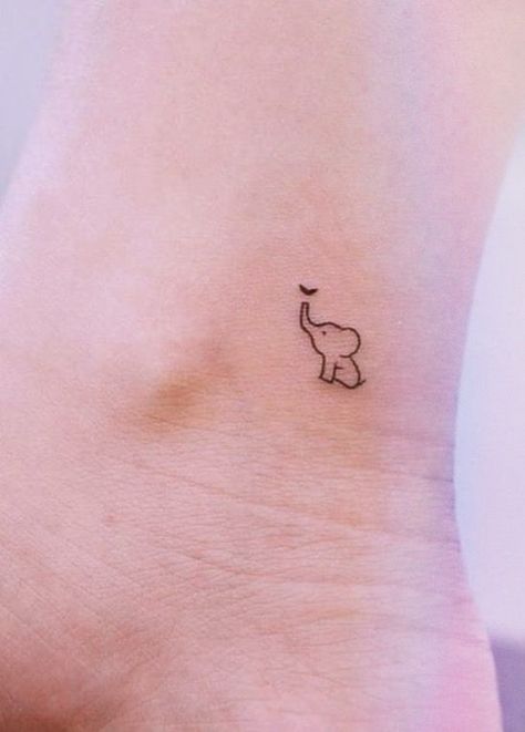 Elephant Inspired Tattoos, Minimal Tattoo For Women Simple, Elephant Tattoos Minimal, Tiny Elephant Tattoos For Women, Elephant Minimal Tattoo, Mini Elephant Tattoo Simple, Tiny Tattoos Animals, Elephant Simple Tattoo, Small Elephant Tattoos For Women