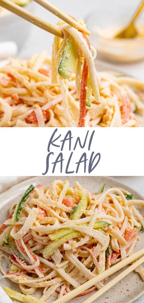 Crab Stick Salad Recipes, Easy Kani Salad, Crab Stick Recipes, Crab Stick Salad, Kani Salad Recipe Easy, Kani Salad Dressing, Crab Stick Recipe Ideas, Spicy Kani Salad, Spicy Kani Salad Recipe