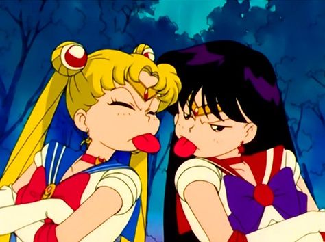 Day 4 - "best friendship?": Sailor Moon and Sailor Mars. They spend most of their time yelling at each other, but they care about each other like no other Sailor Moon Mars, Sailor Moon Screencaps, Sailor Senshi, Sailor Moon Character, Mahō Shōjo, Chibi Moon, Sailor Jupiter, Sailor Venus, Sailor Mars