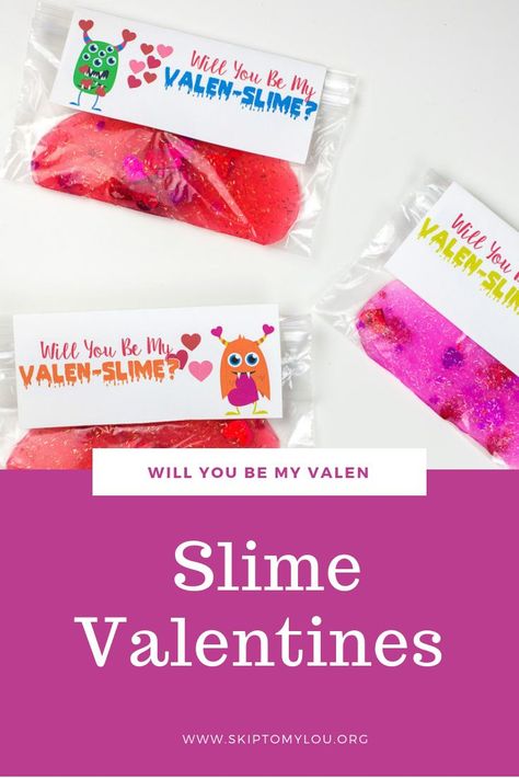 These Will You Be My Valen- Slime Valentines are sure to be a hit. They are great if you need to have a candy free Valentine! Easy printable Valentines for Valentine’s Day. #valentinesday #valentine #printable #slime Slime Valentines, Fun Diy Kids Crafts, Candy Free Valentines, Free Slime, Valentines Printable, Valentines Inspiration, Label Printable, Valentines Patterns, Printable Valentines