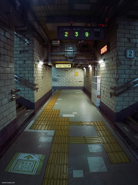 Voxel Art, Subway Station, U Bahn, Manama, Fete Anime, Cinematic Photography, Environment Design, Brutalism, Environment Concept Art