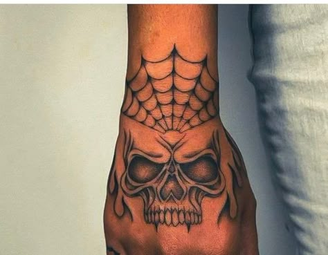 Hand Spider Web Tattoo, Spiderweb Hand Tattoo Men, Hand Tattoo Spider, Spider Hand Tattoos For Guys, Skeleton Hand With Spider Tattoo, Spider Web Hand Tattoo, Skull Sleeve, Skull Sleeve Tattoos, Tattoo Sleeve Designs