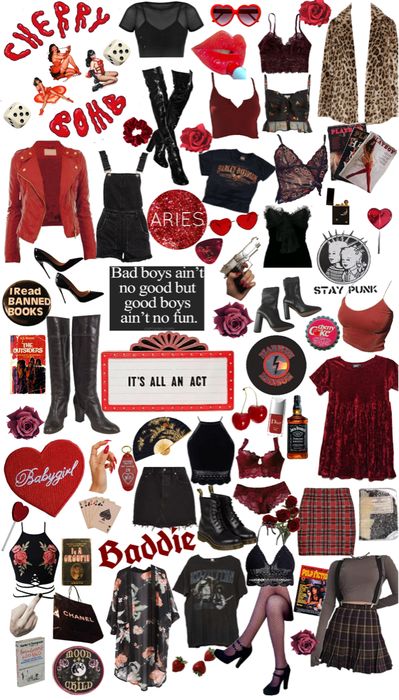 Cherry Bomb Outfits Casual, Cherry Vibes Aesthetic, Raquelle Aesthetic Outfits, Cherry Astethic Outfit, Dark Cherry Aesthetic Outfit, Cherry Aesthetic Outfits, Cherry Style Outfit, Cherry Clothes Aesthetic, Dark Lovecore Outfit