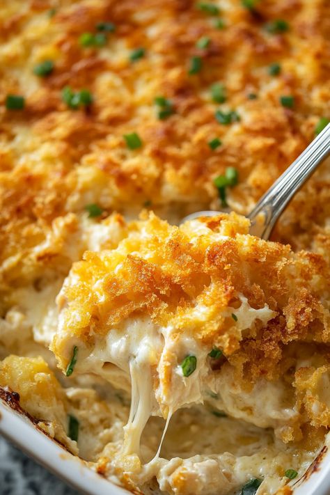 Chicken Hashbrown Casserole - An Organized Chaos Recipes For Hashbrowns, Easiest Casserole Recipes, Classic Chicken Casserole, Hashbrown Casserole Cream Of Mushroom, Hashbrown Casserole With Tater Tots, Chicken With Hashbrowns Recipe, Company Recipes Dinners, An Organized Chaos, Best Holiday Potluck Dishes