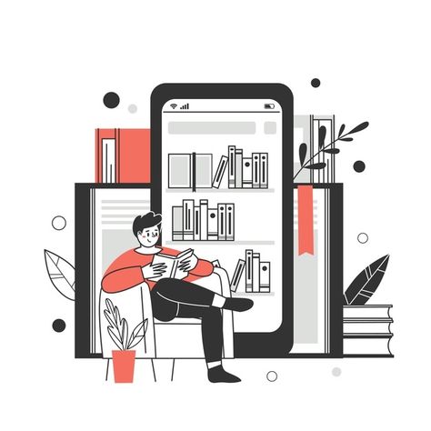 Reading Books Illustration, Just Do It Wallpapers, Library App, English Posters, German Grammar, Online Library, Online Bookstore, Digital Library, Consulting Business