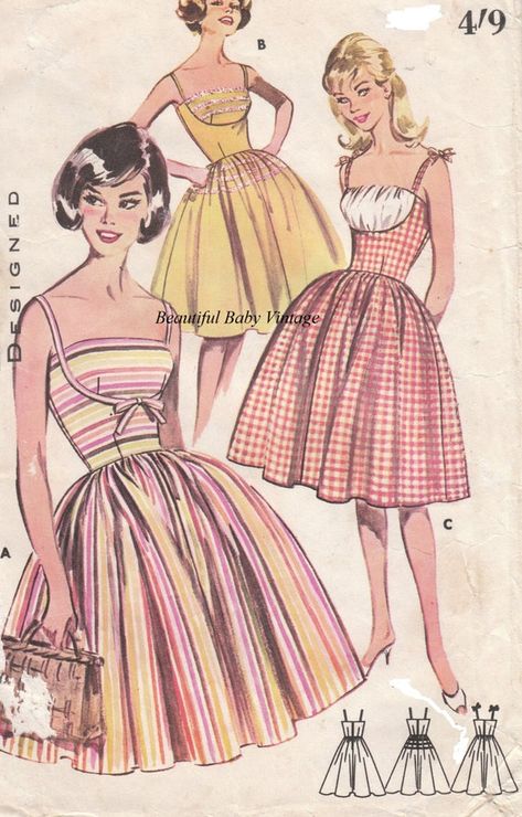 Vintage 1950s Ladies Dress Size 14 16 18 Retro Rockabilly | Etsy Vintage Fashion Sketches, Vogue Vintage, Vintage Dress Patterns, Retro Mode, Vintage Mode, Ladies Dress, Sewing Pattern Sizes, Styl Retro, Fashion Design Sketches