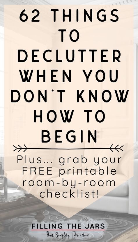 Things To Declutter, Room Checklist, Clutter Control, Declutter Home, Cleaning Videos, Declutter Your Life, Clutter Organization, Printable Checklist, Household Cleaning Tips