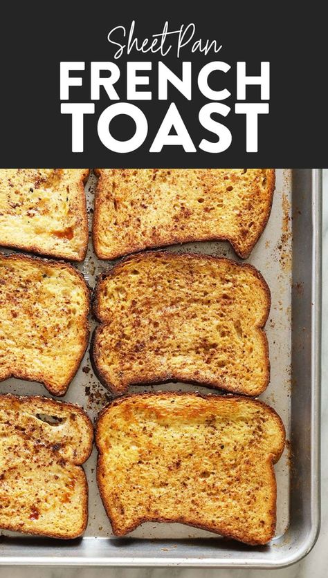 Sheet Pan French Toast, Pan French Toast, Crispy French Toast, French Toast Toppings, Oven French Toast, Oven Baked French Toast, Popular Breakfast Recipes, Fit Foodie Finds, Make French Toast