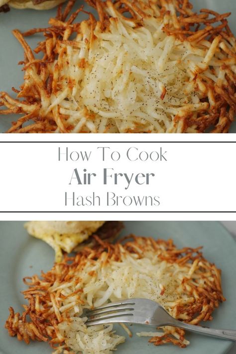 how to cook crispy air fryer hash browns. Healthy Cooked Breakfast, Biscuits And Bacon, Homemade Hashbrowns, Frozen Hashbrowns, Breakfast Sides, Healthy Air Fryer, Preppy Kitchen, Shredded Potatoes, Hashbrown Recipes