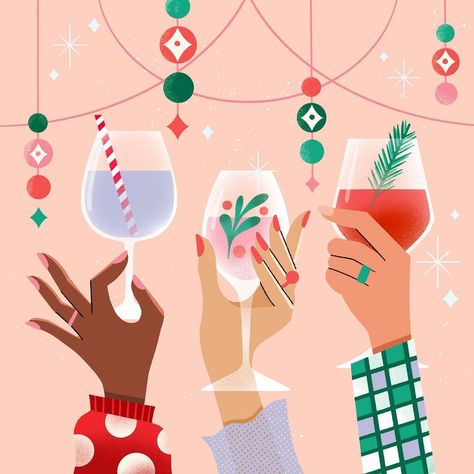 Jess Miller’s Instagram photo: “One day late, “Sip Sip Hooray” prompt for #12daysofcreativecheer CHEERS!” Holiday Digital Art, New Years Illustration Design, Happy Hour Illustration, Christmas Graphic Design Illustration, Cheers Illustration, Champagne Illustration, Celebration Illustration, Cheers Card, Sip Sip Hooray