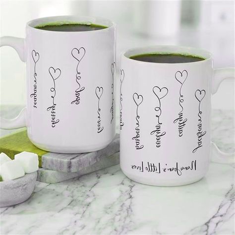 I will make a coffee mug design for you Personalized Mugs Diy, Personalized Mugs Vinyl, Customized Mugs Ideas, Mom Mug Ideas, Personalized Mug Ideas, Mug Design Ideas, Mothers Day Mugs, Gift Idea For Grandma, Mug For Grandma