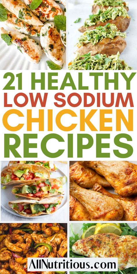 Explore savory chicken dinner recipes perfect for quick and easy meals. Low in sodium and great for your healthy meal plan to help you meet your weight loss goals. Full of flavors, they'll transform your dinner table into a nutrition powerhouse without compromising on taste. Indulge in these delicious, heart-healthy dishes that put your wellness first. Chicken Recipes Low Sodium, Low Sodium Chicken Breast Recipes, Low Sodium Chicken Recipes, Low Salt Dinners, Heart Healthy Chicken Recipes, Low Sodium Recipes Heart, Heart Healthy Recipes Low Sodium, Low Salt Recipes, Dash Diet Recipes