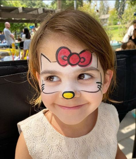 Hello Kitty Facepainting, Face Painting Ideas Aesthetic, Face Paint Anime, Monster Truck Face Paint, Children’s Face Paint, Simple Face Painting Ideas For Adults, Basic Face Painting Designs, Clown Face Paint Kids Easy, Basic Face Painting For Kids