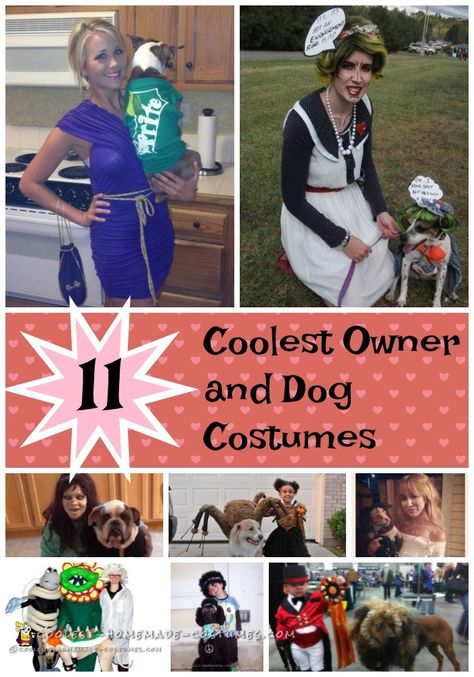 Top 11 Coolest DIY Owner and Dog Costumes Funny Dog Costumes With Owner, Fun Dog Halloween Costumes, Best Dog Costumes Diy, Dog Diy Costumes Halloween, Cute Dog And Human Halloween Costumes, Costume Ideas Dog And Owner, Costume For Dogs And Owners, Owner Dog Costumes Halloween, Group Halloween Costumes With Dog