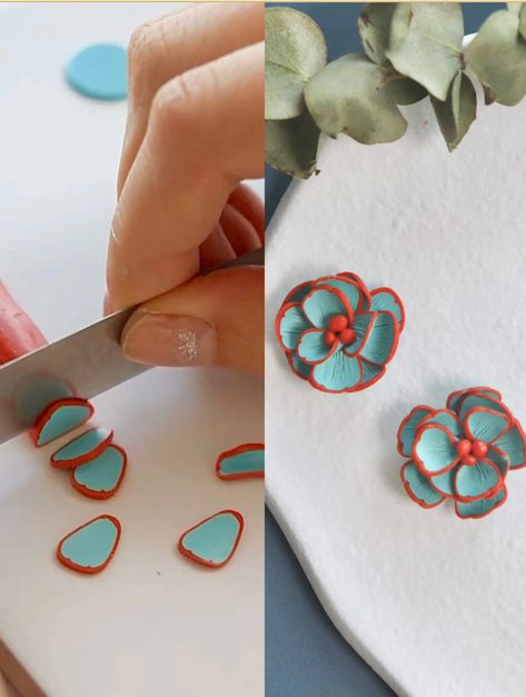 Do it yourself Science Polymer Clay Earrings, Resin Over Polymer Clay, Unique Polymer Clay Jewelry, Polymer Clay Creations Earrings, Small Polymer Clay Flowers, 3d Clay Earrings, 3d Polymer Clay Earrings, Polymer Clay Cricut, Faux Turquoise Polymer Clay