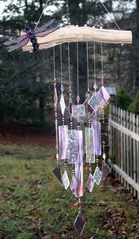 Stained Glass Dragonfly Wind Chime Amethyst Purple Indoor Outdoor Decor Garden. $49.00, via Etsy.: Dragonfly Wind Chime, Carillons Diy, Stained Glass Dragonfly, Glass Windchimes, Wine Bottle Wind Chimes, Glass Dragonfly, Interior Boho, Bamboo Wind Chimes, Glass Wind Chimes