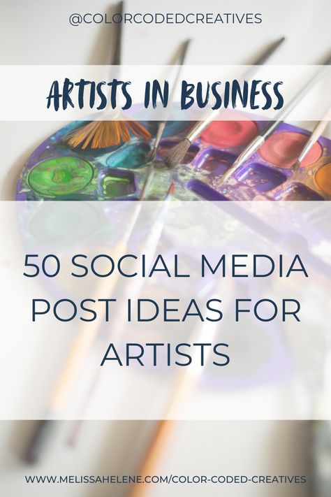 A list of 50 social media post ideas for artists, makers, and creative entrepreneurs by Melissa Helene, Wisconsin scratchboard artist and Color-Coded Creatives. Helping artists sell art on social media - social media marketing www.melissahelene.com/color-coded-creatives #socialmedia #socialmediamarketing #marketing #marketingforartists #artmarketing #artistmarketing #artists #artbusiness #creativeentrepreneurs #artistcoach #tipsforartists #resourcesforartists #supportingartists Art Instagram Content Ideas, Craft Business Social Media Posts, Artist Social Media Calendar, Art Social Media Ideas, Content Calendar For Artists, Instagram Post Ideas Artist, Instagram Content Ideas For Artists, Artist Promotion Ideas, Marketing For Artists