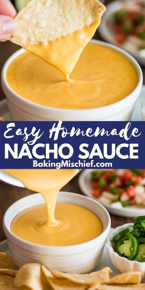 Easy Nacho Cheese Recipe, Easy Nacho Cheese Sauce, Easy Nacho Cheese, Nachos Cheese Recipe, Nacho Sauce, Easy Gravy Recipe, Easy Nachos, Luncheon Ideas, Simple Snacks