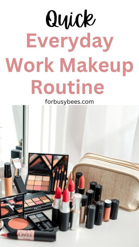 Quick Everyday Work Makeup Routine Daily Make Up Routine, Quick Work Makeup, Work From Home Makeup, Everyday Work Makeup, Make Up For Work, Work Morning Routine, Work Makeup Looks, Work Bag Essentials, Makeup For Work