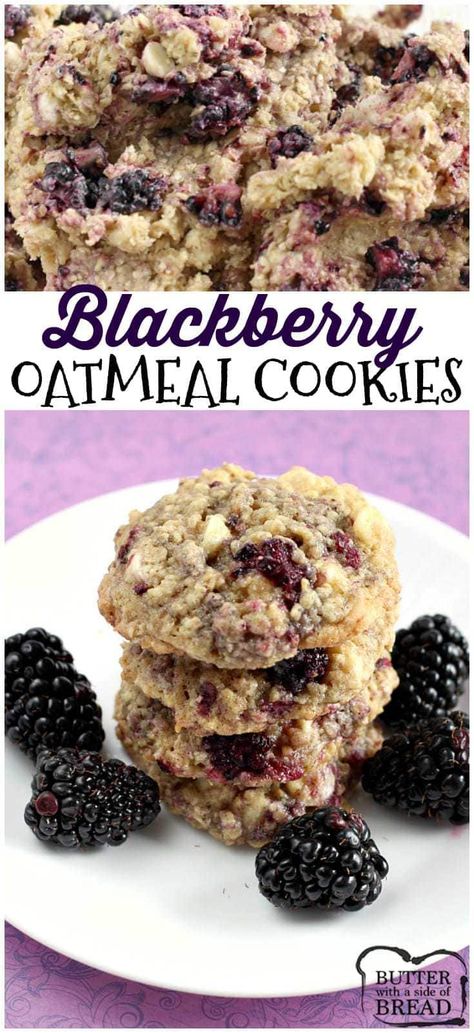 Blackberry Oatmeal Cookies are absolutely amazing! The cookies are soft and chewy and the fresh blackberries add the most delicious flavor! Chewy Oatmeal Cookies Recipe, Blackberry Oatmeal, Blackberry Cookies, Blackberry Dessert, Blackberry Recipes, Diy Easy Recipes, Oatmeal Cookies Chewy, Gym Food, Oatmeal Cookie Recipes