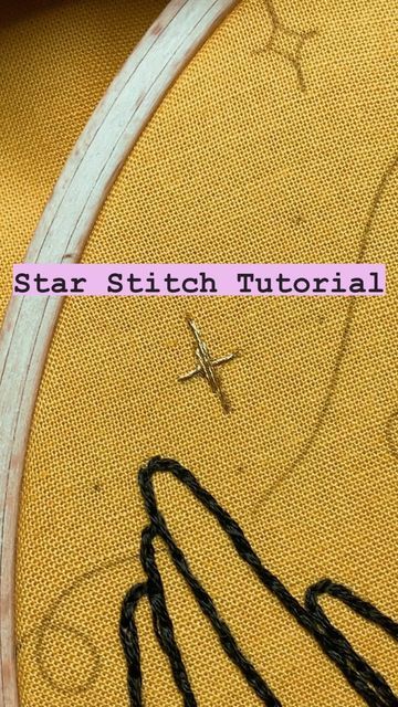 Beaded Star Embroidery, Star Stitch Embroidery Tutorial, Moon Embroidery Tutorial, Moon And Stars Embroidery Pattern, Hand Embroidery Star Stitch, How To Embroider Stars Easy, Moon Star Embroidery, Gold Star Embroidery, Embroidery Designs Stars