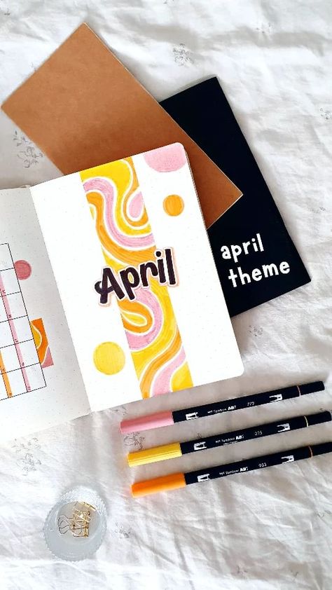 April Journal Cover Page, Journal Idea Aesthetic, Bujo Gift Ideas Page, New Journal Set Up, Bujo Intro Page, Back To School Journal Ideas, Bujo Index Page, Easy Bujo Themes, Bujo April Theme