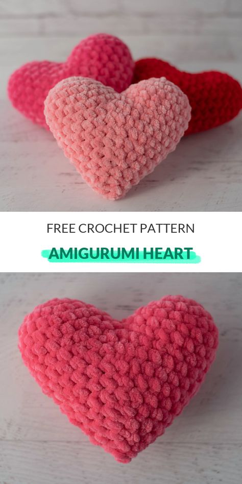 Amigurumi Heart Free Crochet Pattern - I just found this cool free crocheted Amigurumi Heart pattern on Ravelry. It's called Easy Amigurumi Heart and it's free. I've been wanting to make a heart a while now and finally got around to it. It's a super simple crochet pattern and I've been trying to make a heart since I was a kid. I'm not sure if it's because I made it so I can crochet them now or because I've been making them for so long. I hope to make more of these in the future. #crochetpatternf Crochet Valentine Patterns, Finger Crochet, Crochet Cushion, Crochet Heart Pattern, Crochet Cushion Cover, Valentines Patterns, Valentines Crochet, Crochet Amigurumi Free, Crochet Cushions