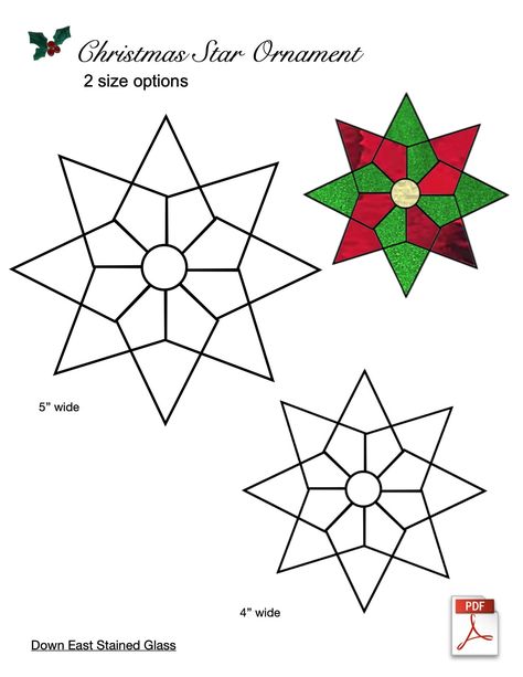 Epp Ornaments, Christmas Stained Glass Patterns, Glass Etching Diy, Etching Diy, Stained Glass Star, L'art Du Vitrail, Glass Painting Patterns, Sewing Projects Free, Stained Glass Pattern