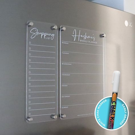 Custom-made to order with your custom details. High quality. Acrylic Whiteboard, Acrylic Planner, Heading Design, Weekly Planner Design, White Fridges, Large Wall Calendar, Planner Board, Whiteboard Calendar, Chalk Marker