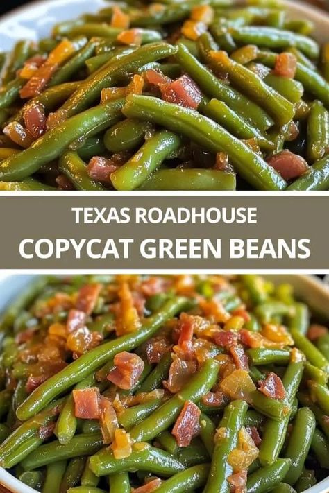 Texas Roadhouse Copycat Green Beans Mississippi Green Beans Crock Pot, Texas Road House Green Beans, Country Ranch Green Beans And Potatoes, Sides For Roast Chicken, Kfc Green Beans Recipe, Cracker Barrel Green Beans, Copycat Green Beans, Roadhouse Green Beans, Bean Sides