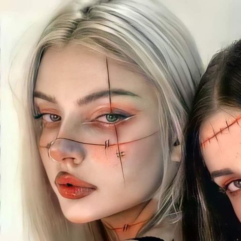 Holloween Makeup, Creepy Halloween Makeup, Cute Halloween Makeup, Anime Makeup, Face Art Makeup, Graphic Makeup, Halloween Makeup Inspiration, Fotografi Vintage, Idee Cosplay